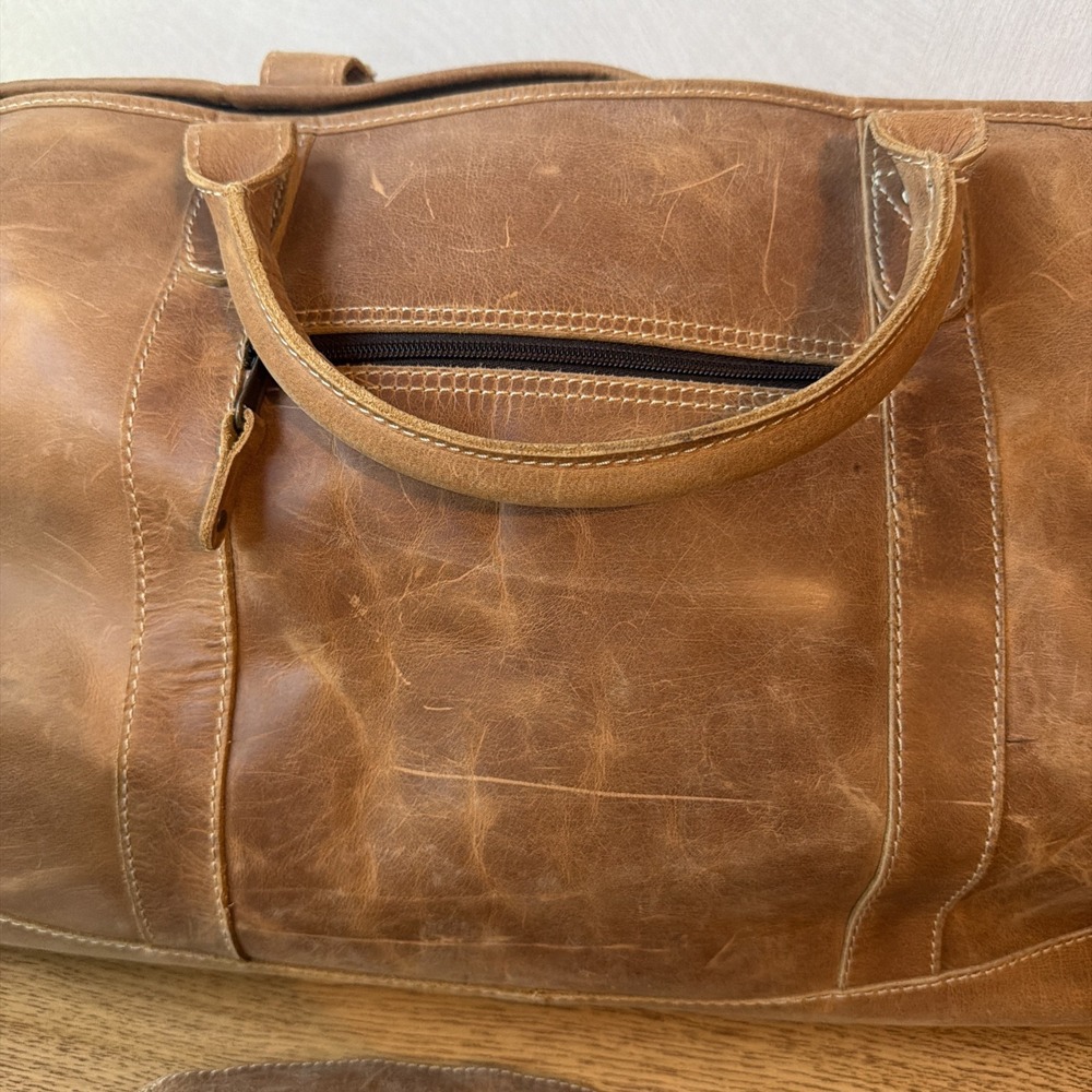 Canyon Outback Leather Duffle Bag 28x11x11" Travel Weekender Bag Tan - Picture 3 of 13